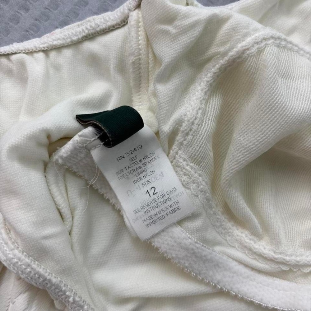 Lauren Ralph Lauren Ivory textured knit swimsuit structured Size 12. 0078 - Picture 5 of 6